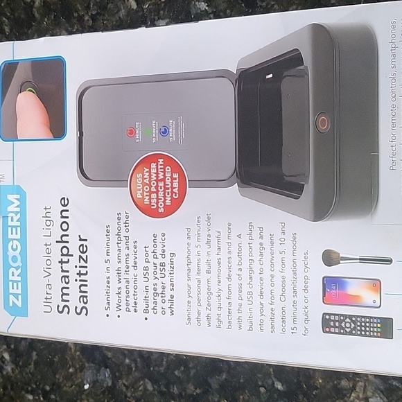NIB New Zerogerm UltraViolet Light Smartphone Cleaner Built-in USB Charger - Picture 6 of 11